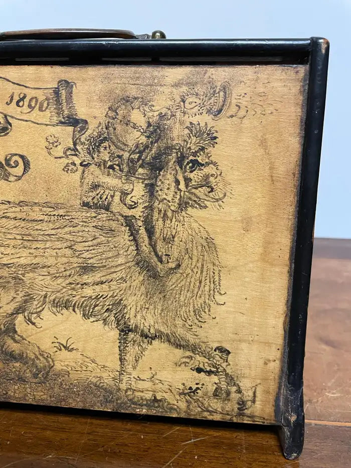 19th Century English Victorian Hand Painted Letter Box, Dated 1890