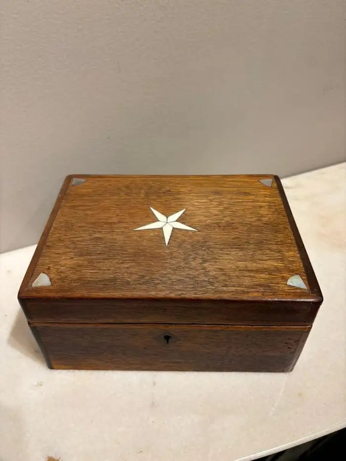 19th Century Walnut Box With Bone and Mother-of-Pearl Inlay