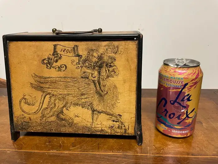 19th Century English Victorian Hand Painted Letter Box, Dated 1890