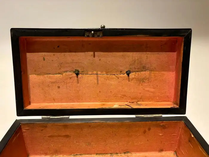 19th Century Dutch Ebony Box With Silver Mounts and Hinges
