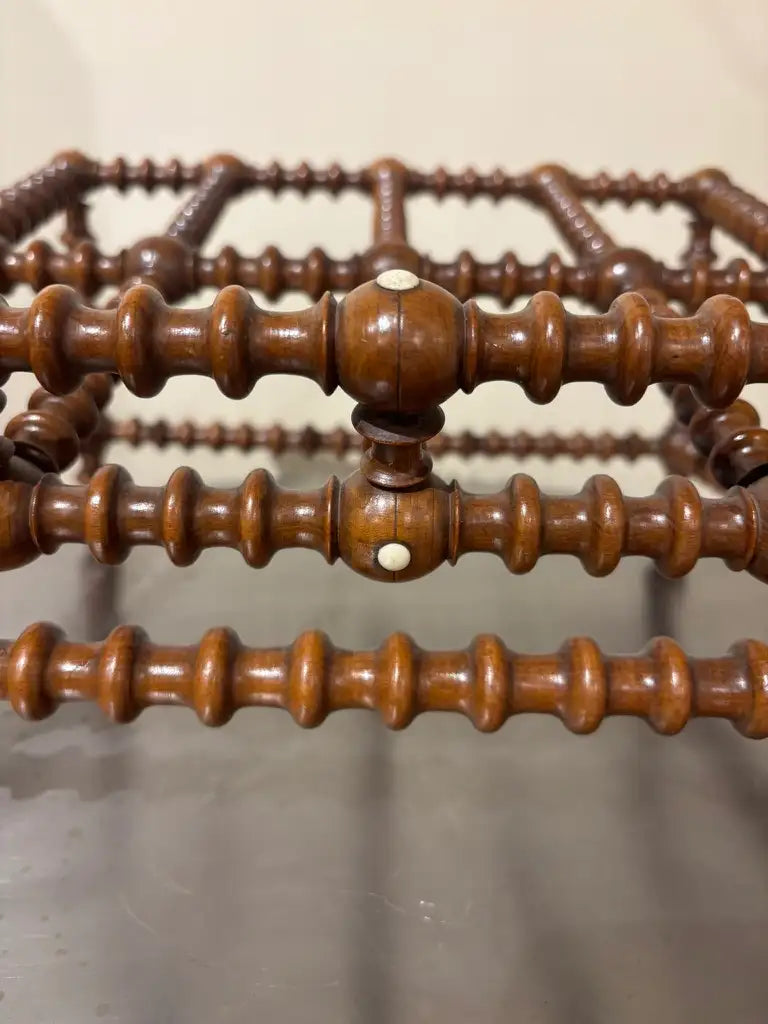 19th Century English Regency Turned Elmwood Book Stand with Bone Decoration