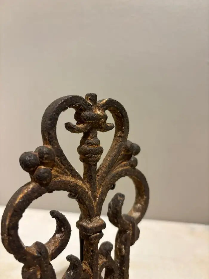 Two 17th Century French Iron Choir Screen Fragments, Mounted on Custom Bases