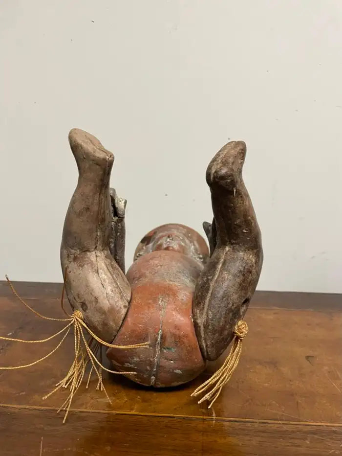 Mexican Terracotta Articulated Doll Figure Wearing a Military Hat