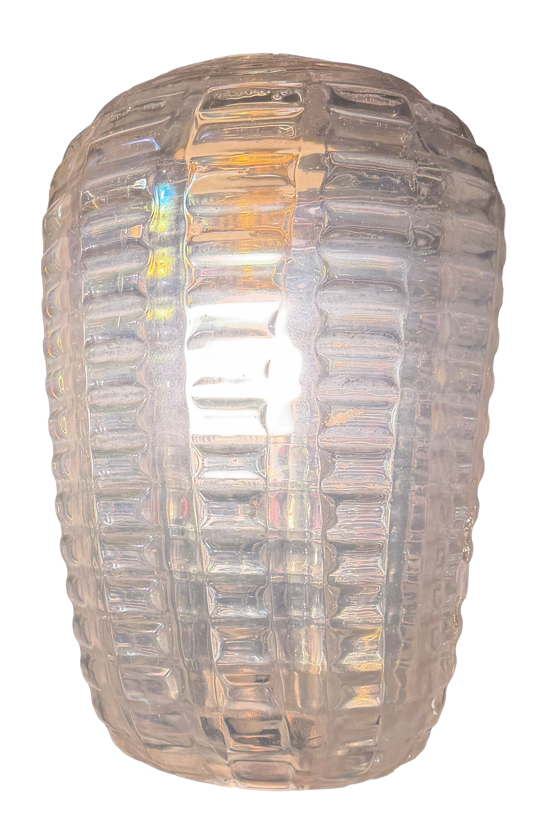 Barovier & Toso suspension lantern, Iridescent crystal, brass rod and canopy