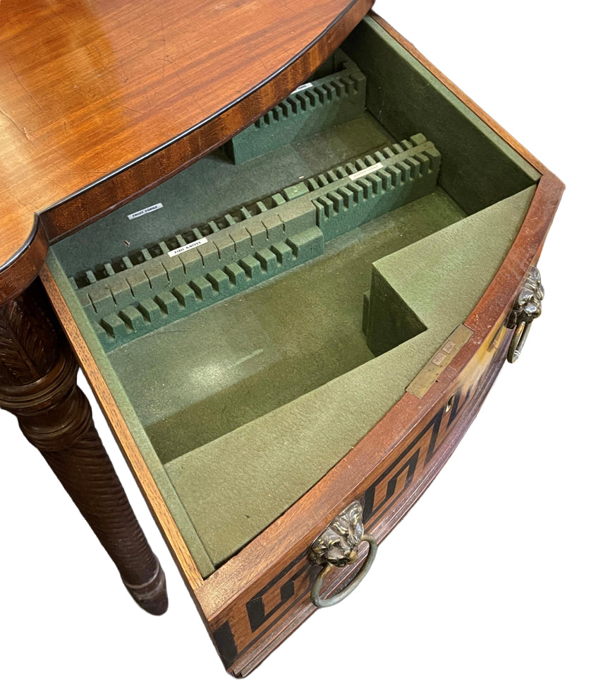 Regency Mahogany Bow-Front Sideboard with Ebony-Inlaid Greek-Key Decoration