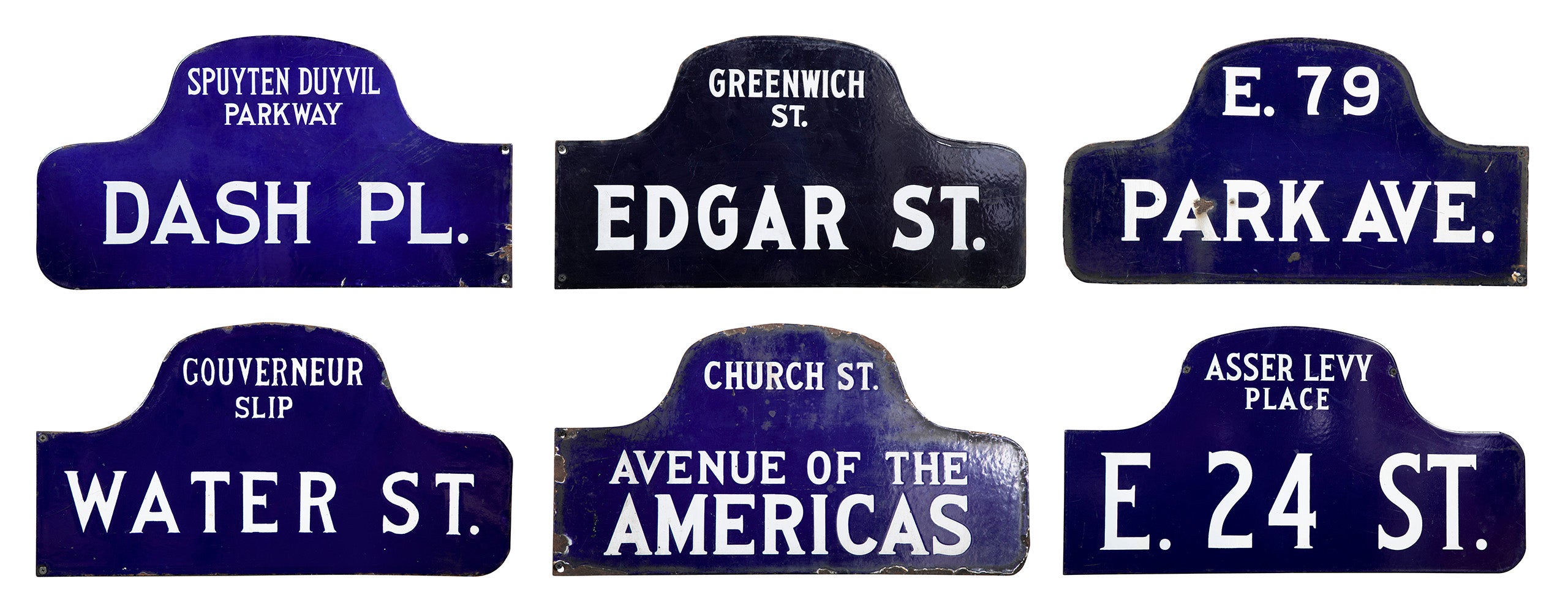 Six NYC, New York Porcelain over Metal Enamel Street Signs Also Priced Individually