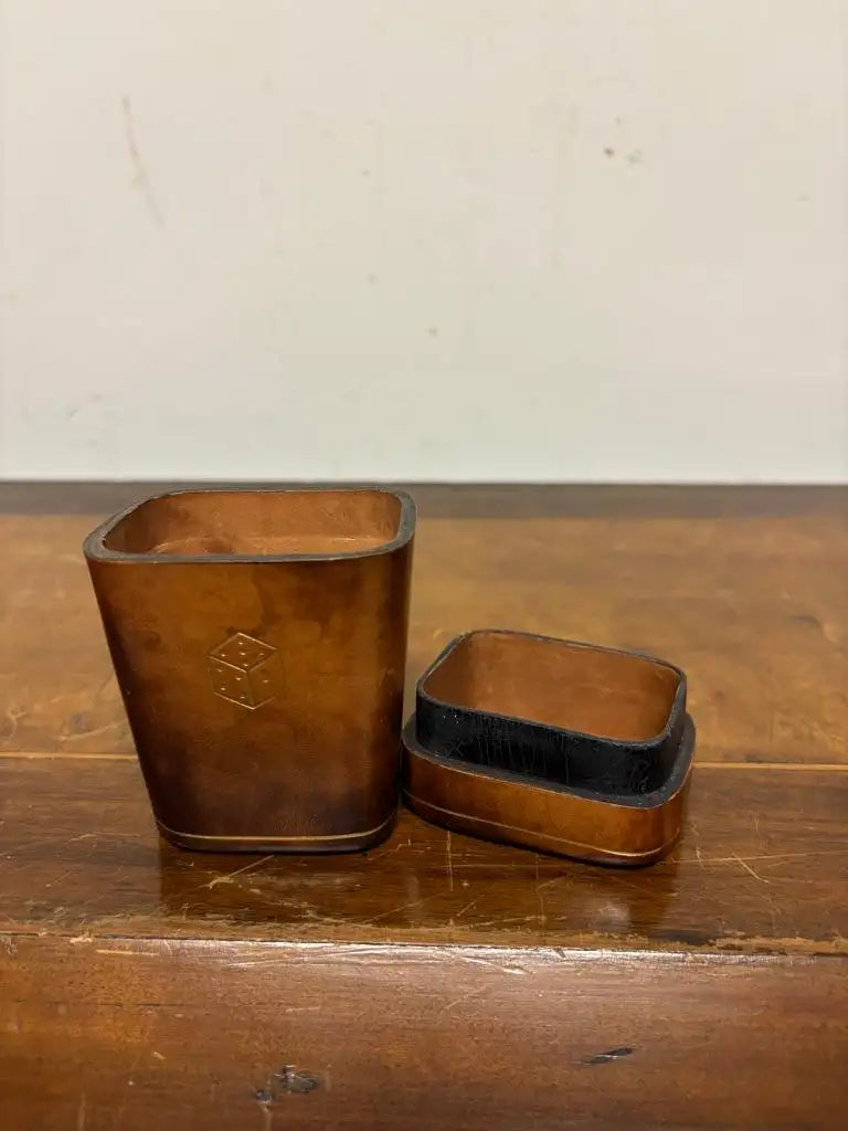 Vintage Italian Leather Gambling Dice Cup