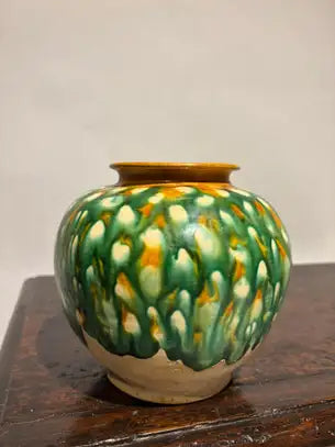 Chinese Tang Dynasty Sancai Glazed Ceramic Jar