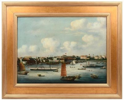 Chinese Export Oil Painting of "View Of Canton"