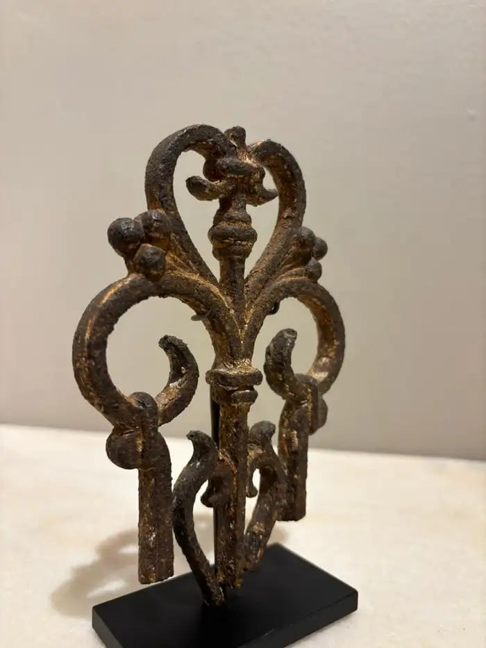 Two 17th Century French Iron Choir Screen Fragments, Mounted on Custom Bases