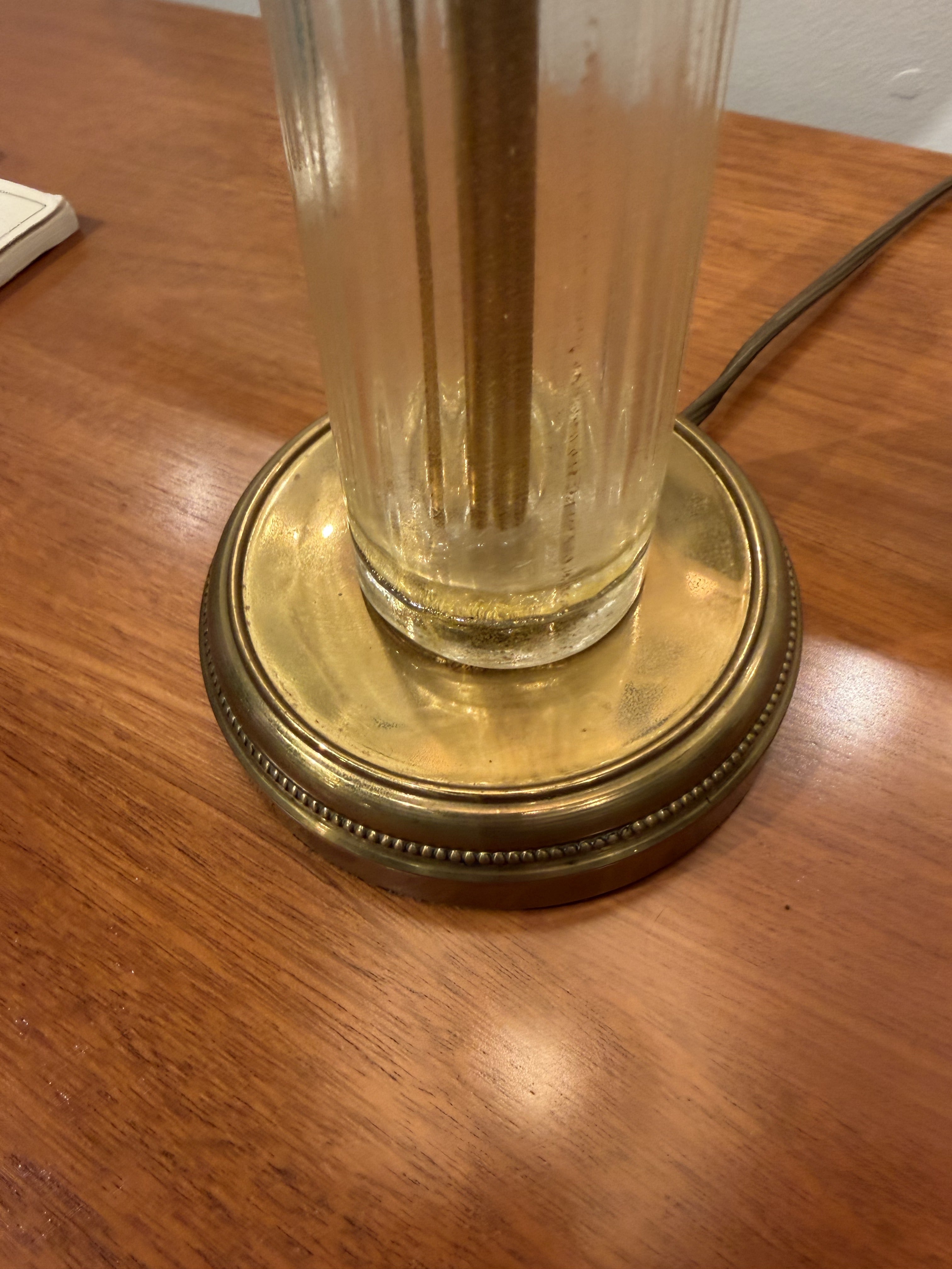 A pair of Murano glass lamps with bronze bases
