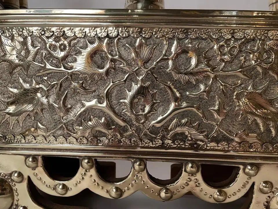 19th Century Turkish Brass Repousse Valet Shoe Shine Decorative Stand