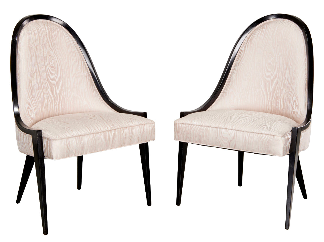 Harvey Probber Pair Ebonized Mahogany of Gondola Chairs, Model 1053