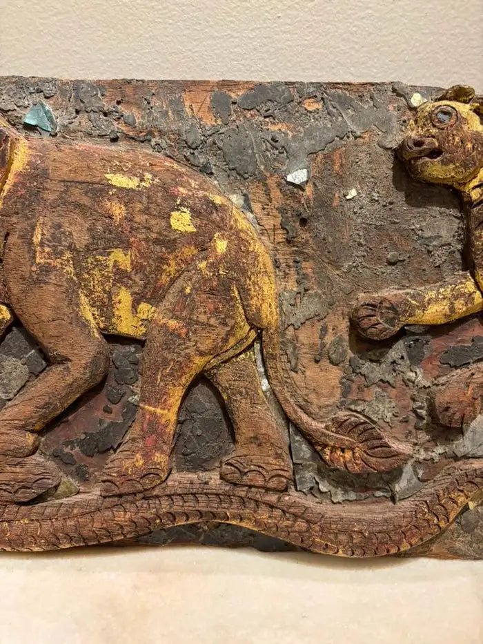 19th Century Anglo Indian Carving of an Elephant, a Tiger, a Serpent and a Rat