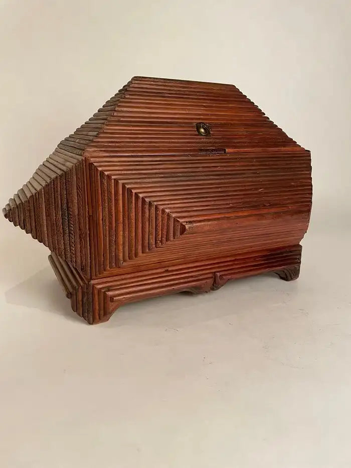 Tramp Art Box of Large Scale and Unusual Form