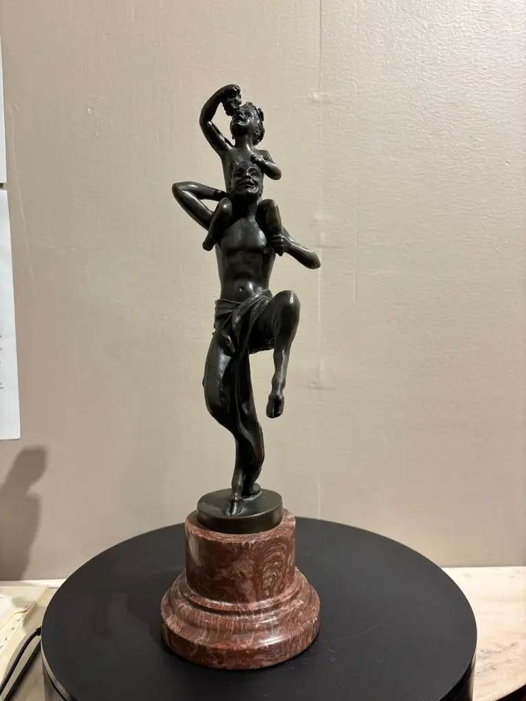 Bronze Satyr Carrying the Young Dionysus by Franz Bergman