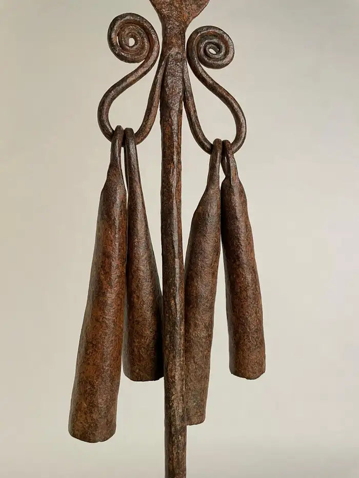 African Iron Spear-Form Currency Mounted on a Custom Steel Base