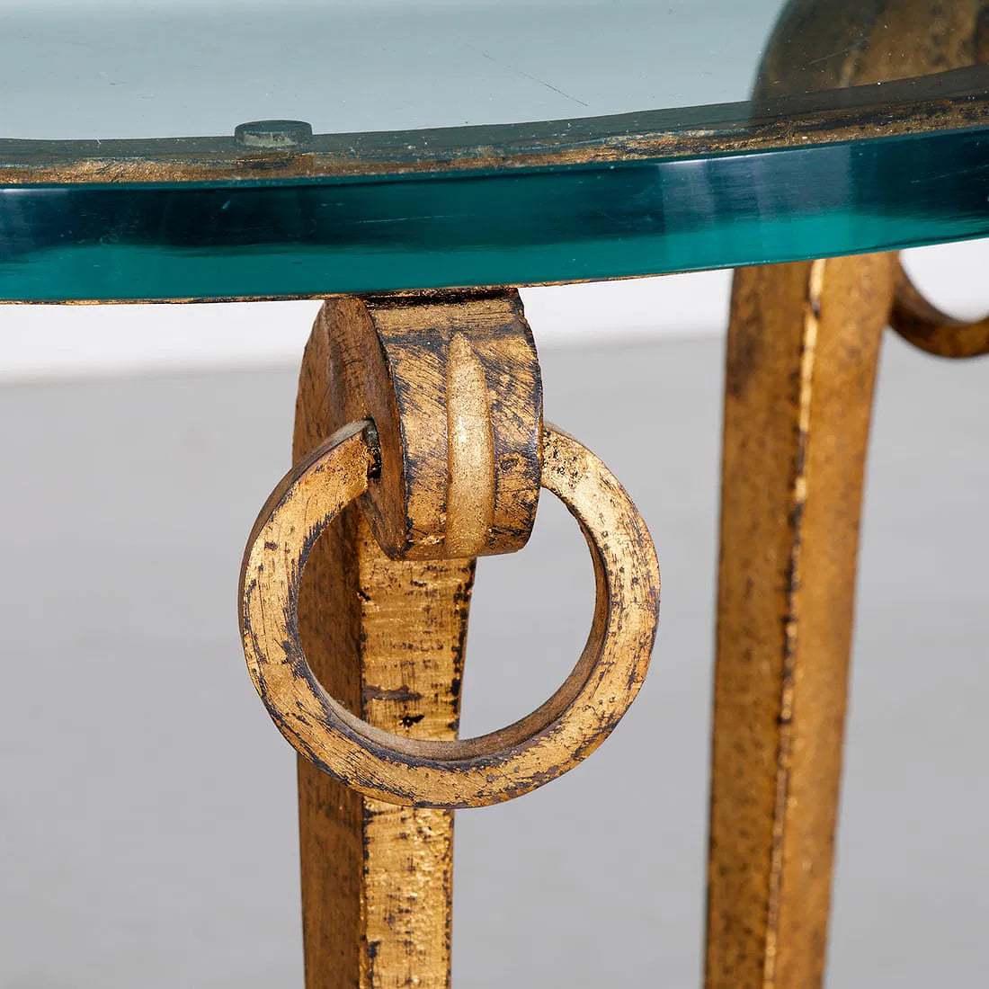 French Glass Top Gilt Guéridon Attributed to Maison Ramsay
