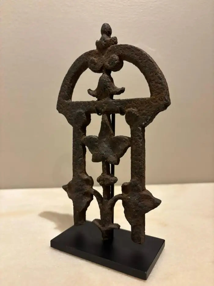 Two 17th Century French Iron Choir Screen Fragments, Mounted on Custom Bases