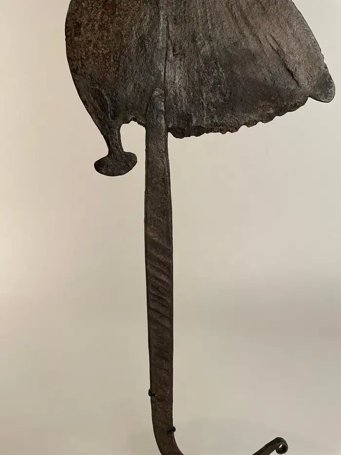Pair of African Iron Bandaka Hoe Currency, Mounted on Custom Steel Bases