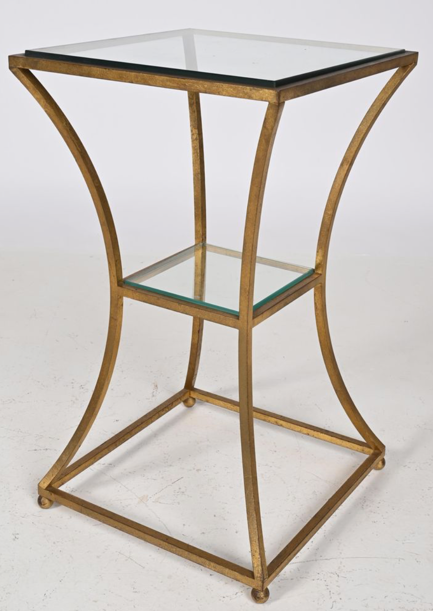 A Pair of Roger Thibier Attributed Gilt Wrought-Iron Gueridons