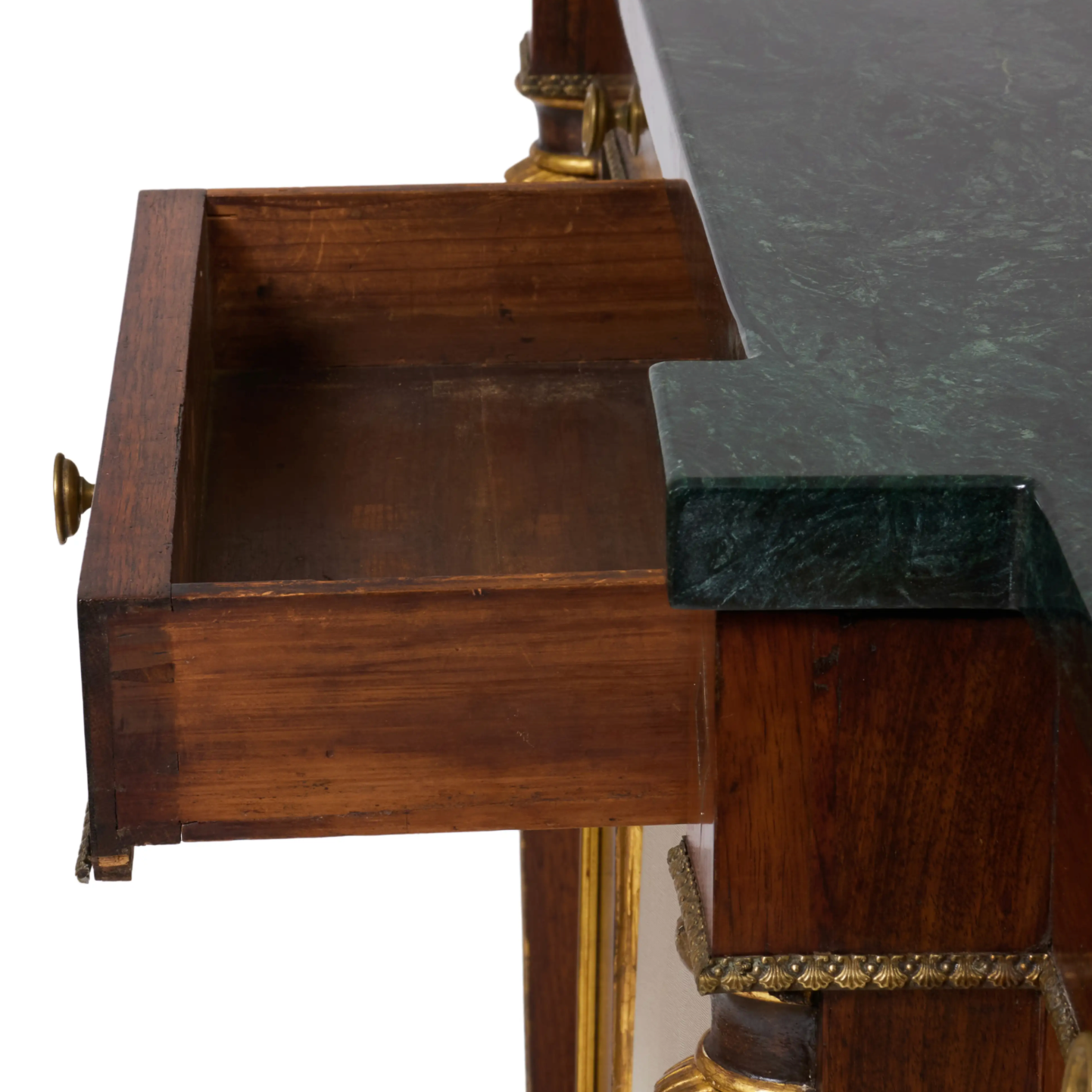 Regency Brass-Inlaid Rosewood Breakfront Credenza With Marble Top