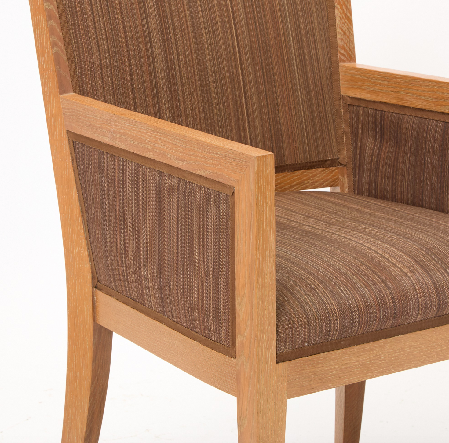 Set of Ten Upholstered Oak Dining Chairs In The Manner of Jean Michele Frank