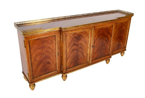 Burl Neoclassical Style Sideboard with Brass Gallery
