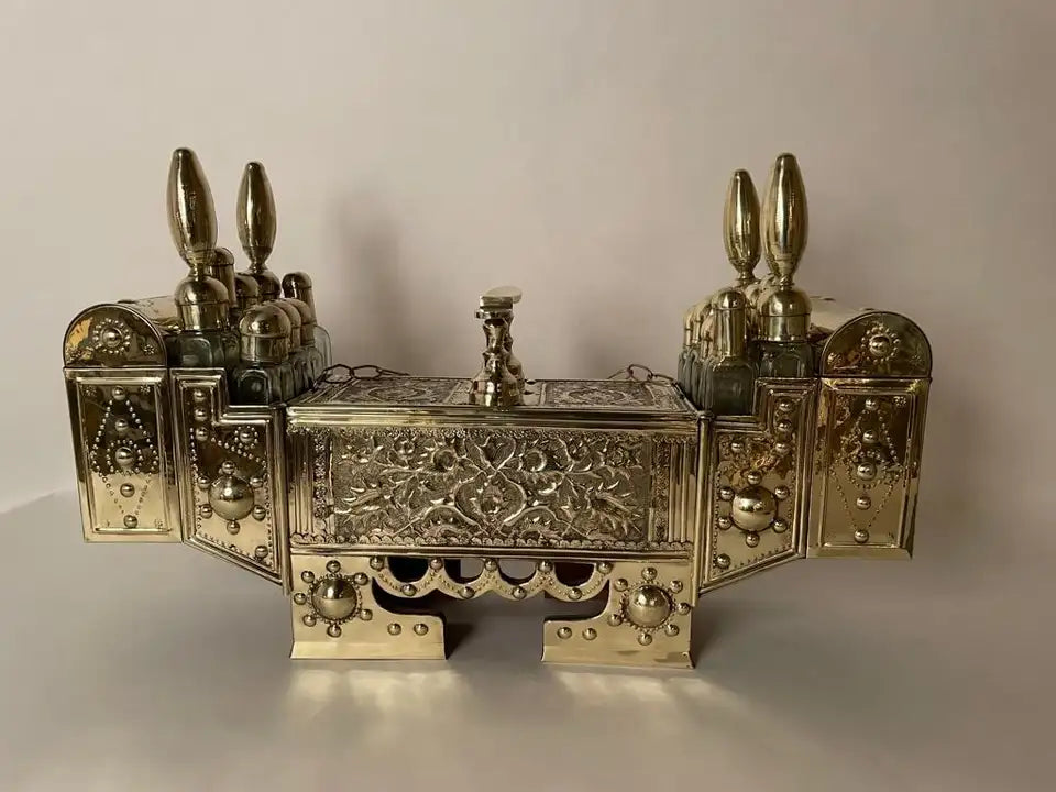 19th Century Turkish Brass Repousse Valet Shoe Shine Decorative Stand