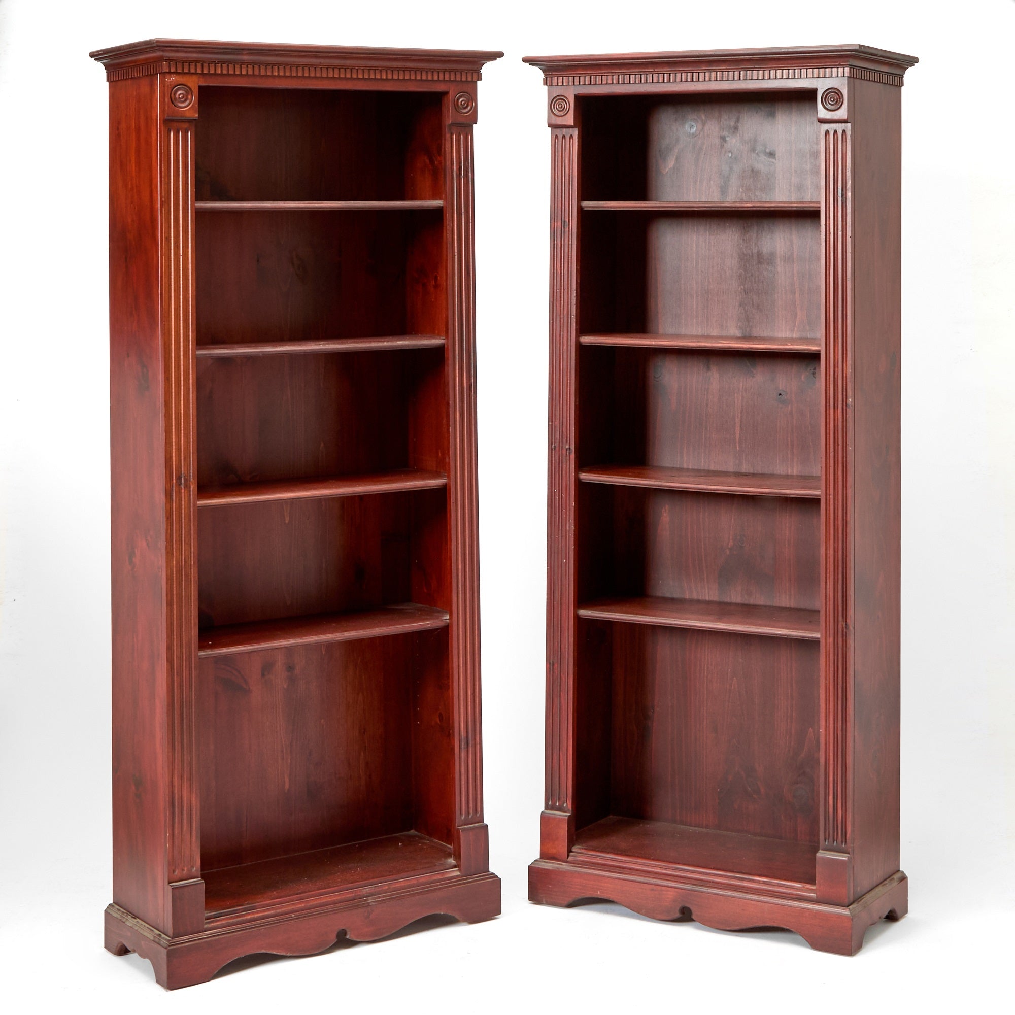 Pair of Late 19th Century American Fruitwood Neoclassical Bookcases
