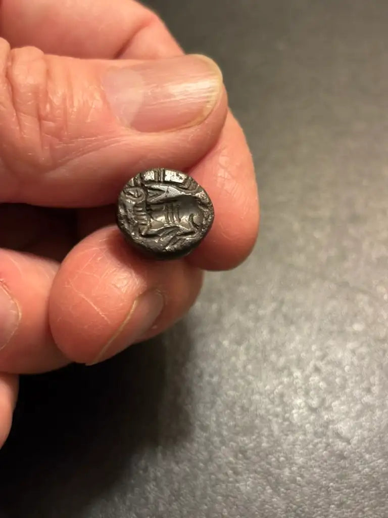 Ancient Sassanian Hematite Engraved Dome Stamp Seal 4th to 5th Century AD