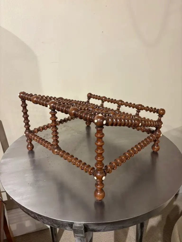 19th Century English Regency Turned Elmwood Book Stand with Bone Decoration