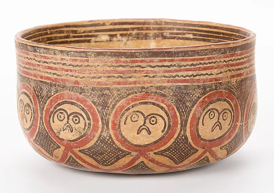 Pre-Columbian Mayan Polychrome Pottery Bowl