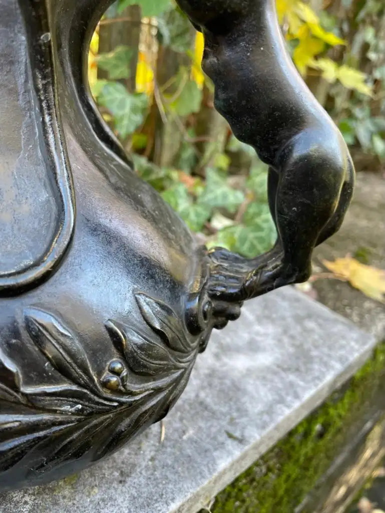 19th Century Italian Grand Tour Bronze Wine Vessel Askos with Panther Handle