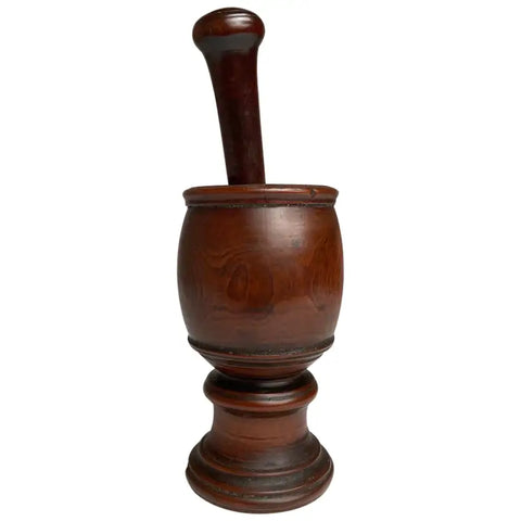 18th Century English Treen Yew Wood Mortar and Pestle