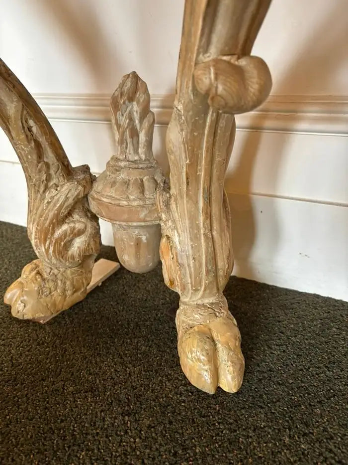 18th Century Italian Carved Rams Head Console Table With Scagliola Top