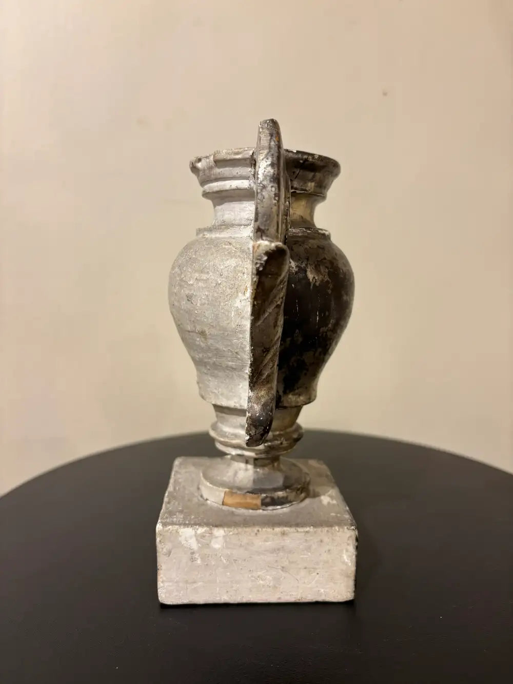 Pair 18th Italian Century Carved Silver Gilt Two Handled Urns