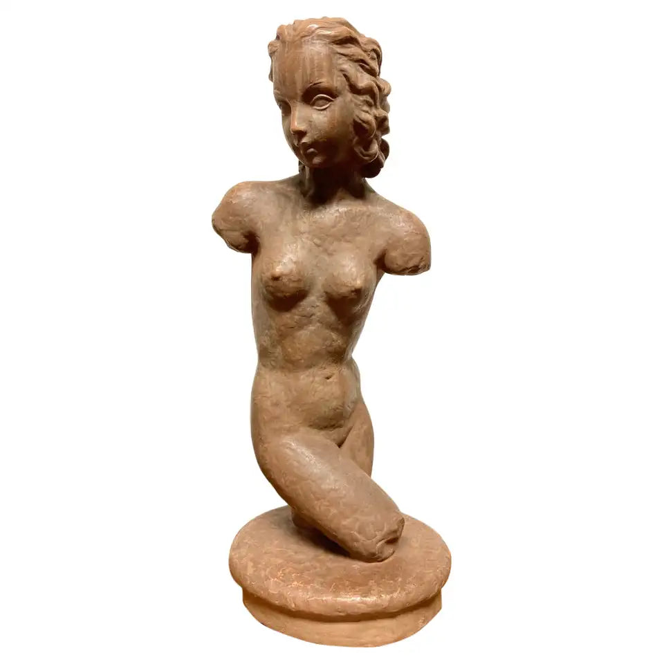 Terracotta Female Nude, Austrian Art Deco, Goldscheider, Vienna