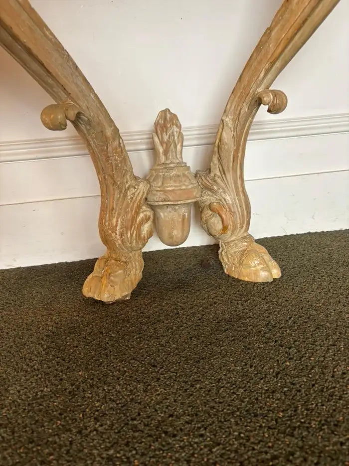 18th Century Italian Carved Rams Head Console Table With Scagliola Top