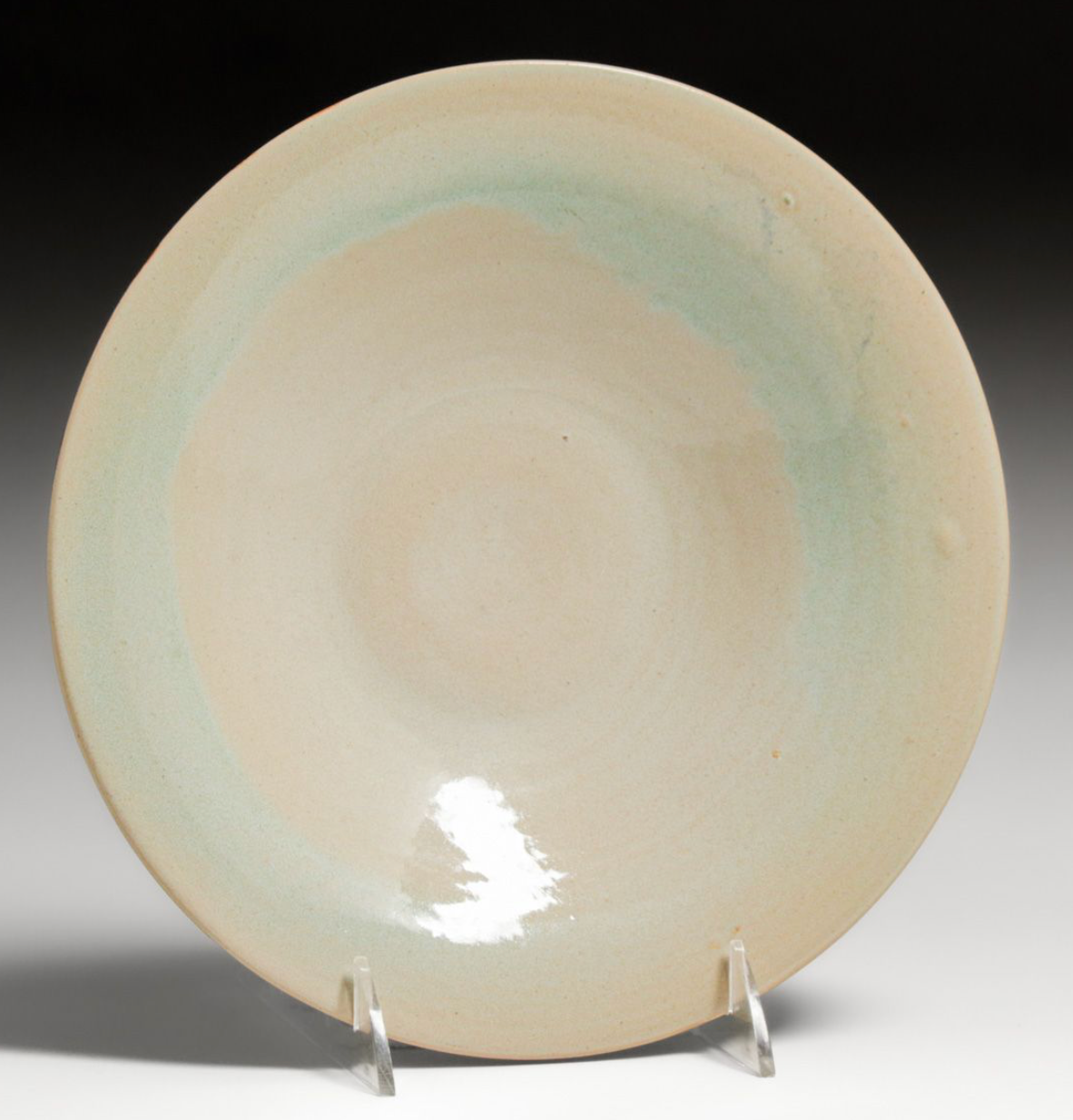 North Dakota School of Mines Margaret Cable Art Pottery Plate, Celadon Glaze, Signed, c.1920s