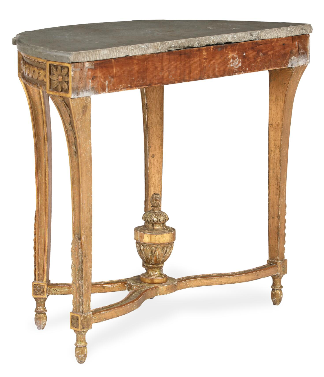 Late Gustavian Giltwood Oland Stone Top Demilune Table