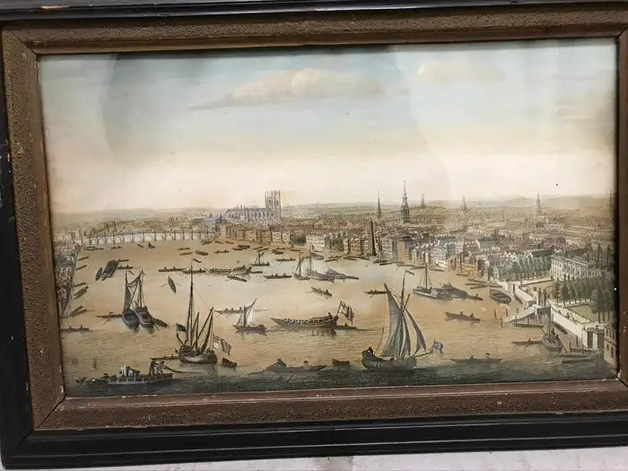 18th Century Color Engraving of Westminster, Somerset House in Original Frame