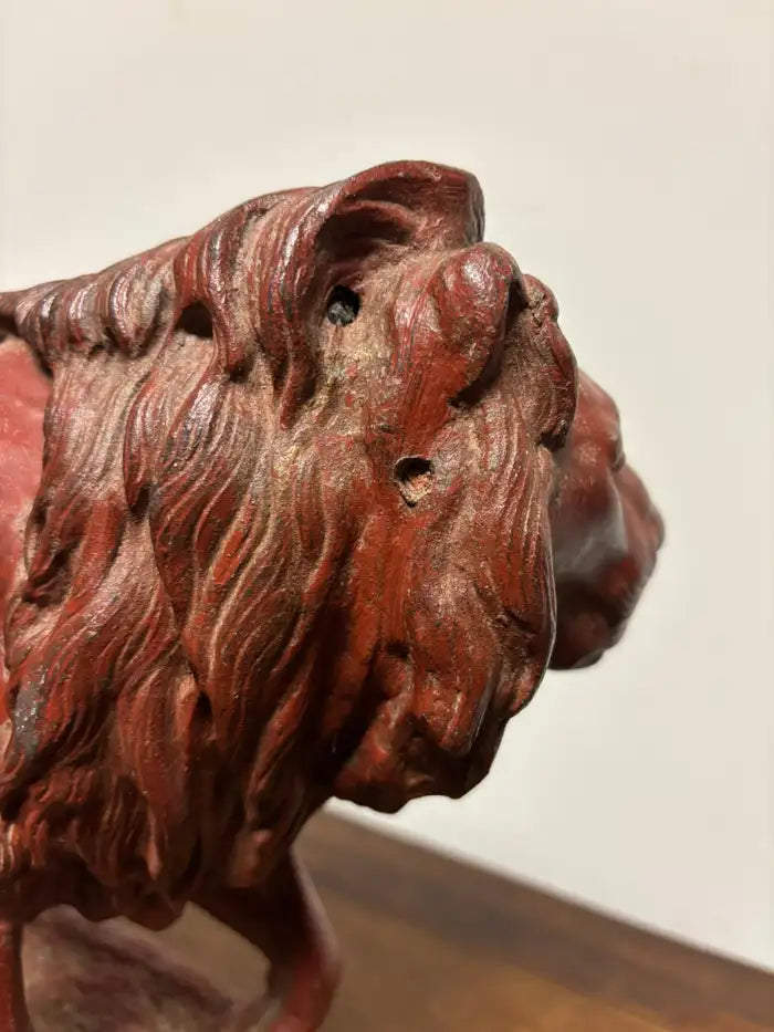 19th Century French Red Painted Zinc Striding Lion