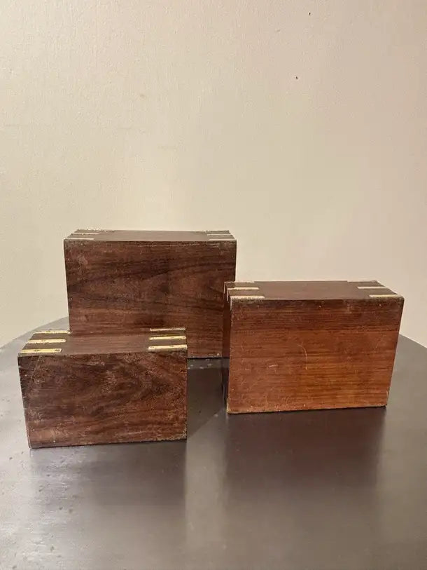 Set of Three 19th C Regency Anglo Indian Rosewood Boxes with Brass Mounts