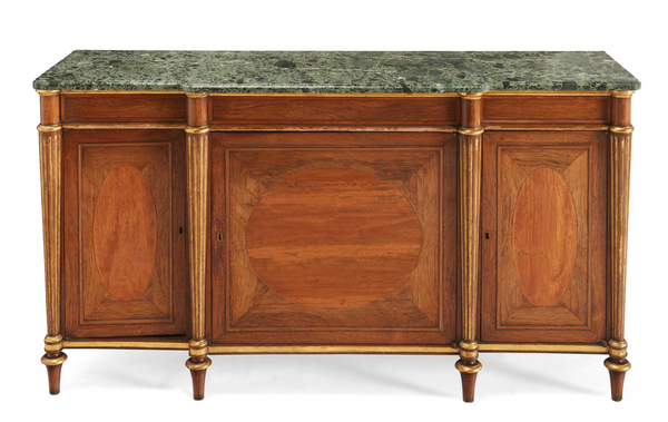 Regency Parcel-Gilt Rosewood and Satinwood Cabinet, in the Manner