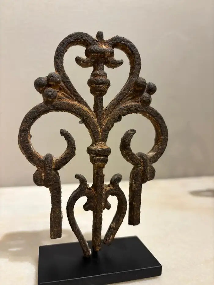 Two 17th Century French Iron Choir Screen Fragments, Mounted on Custom Bases