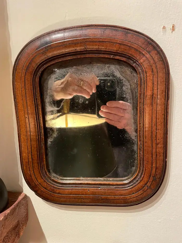 17th Century English Walnut Mirror with Original Glass, Small Scale