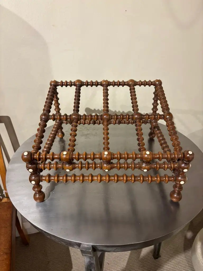 19th Century English Regency Turned Elmwood Book Stand with Bone Decoration