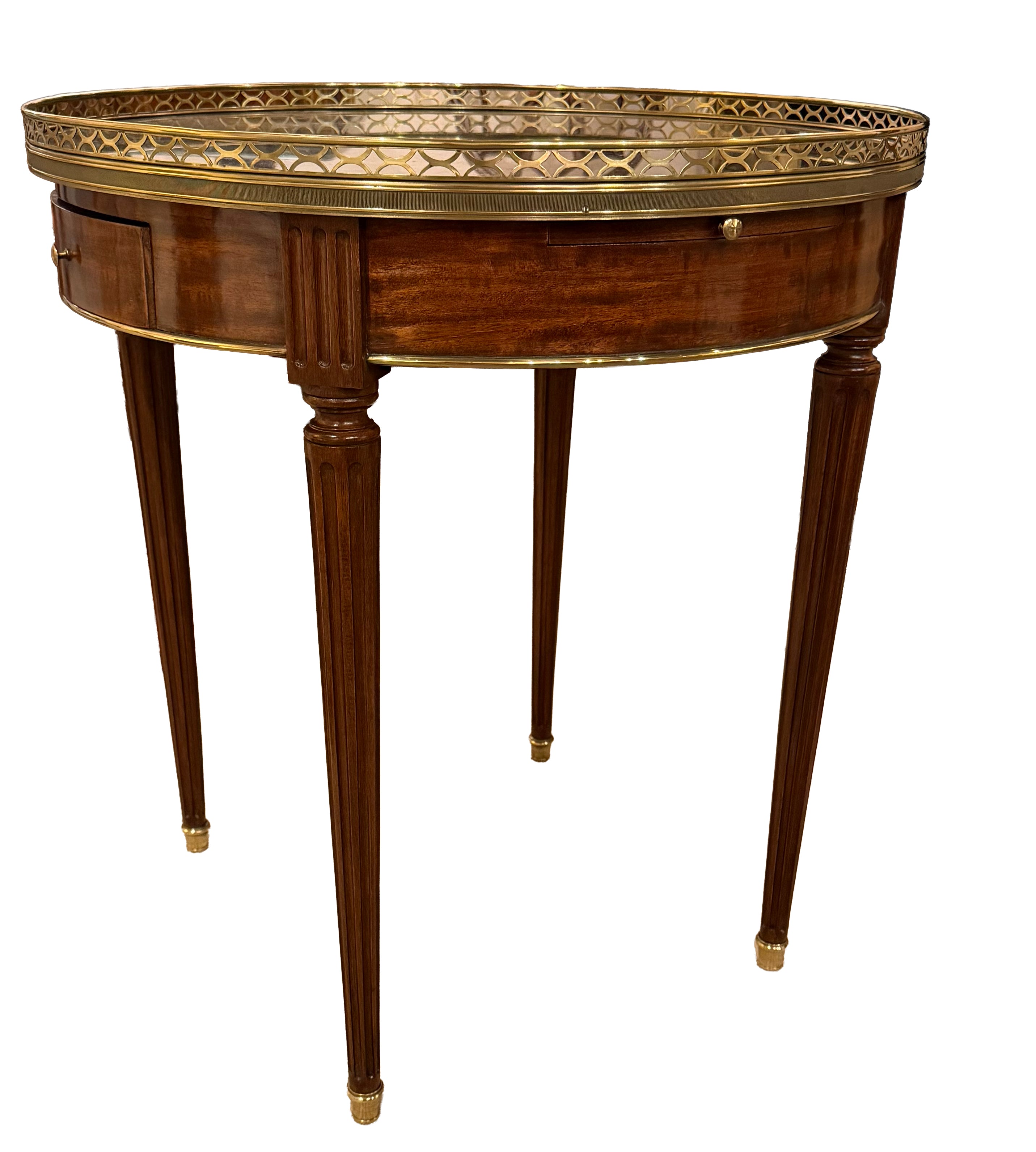 Louis XVI Style Marble Top Mahogany Bouillotte Table