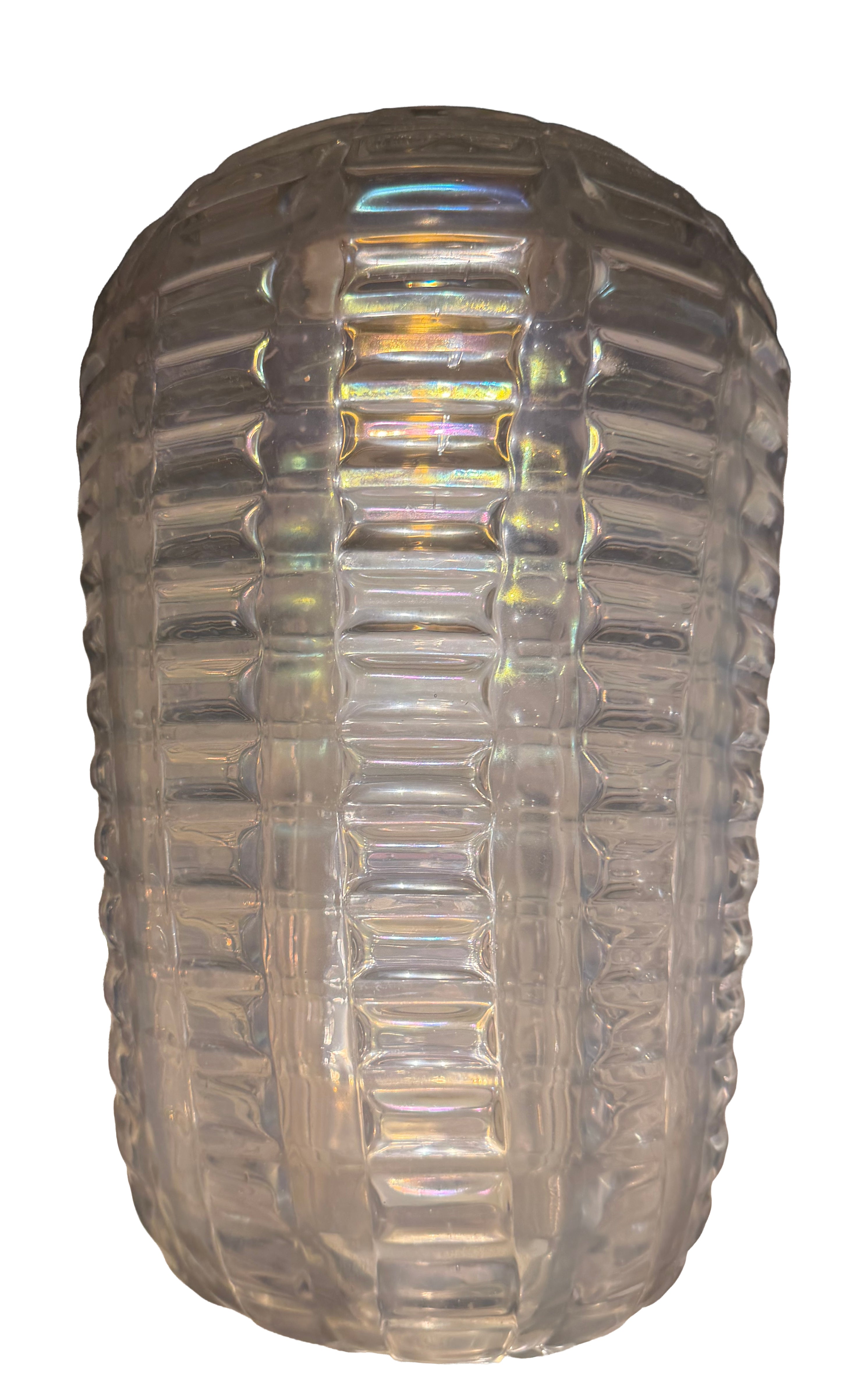 Barovier & Toso suspension lantern, Iridescent crystal, brass rod and canopy